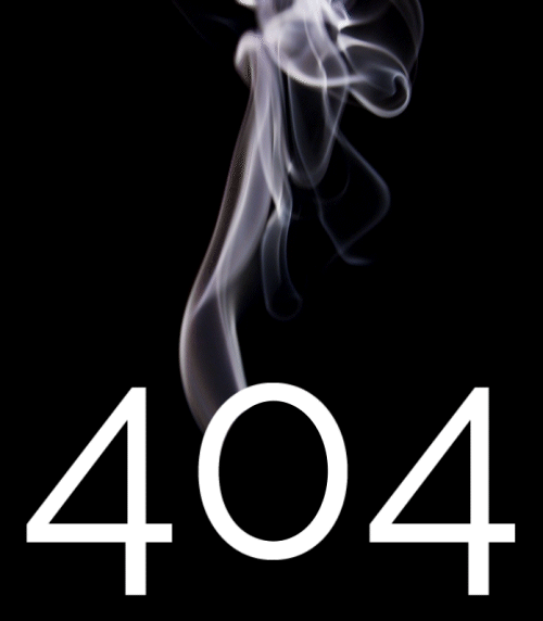 Error 404 with smoke animation.